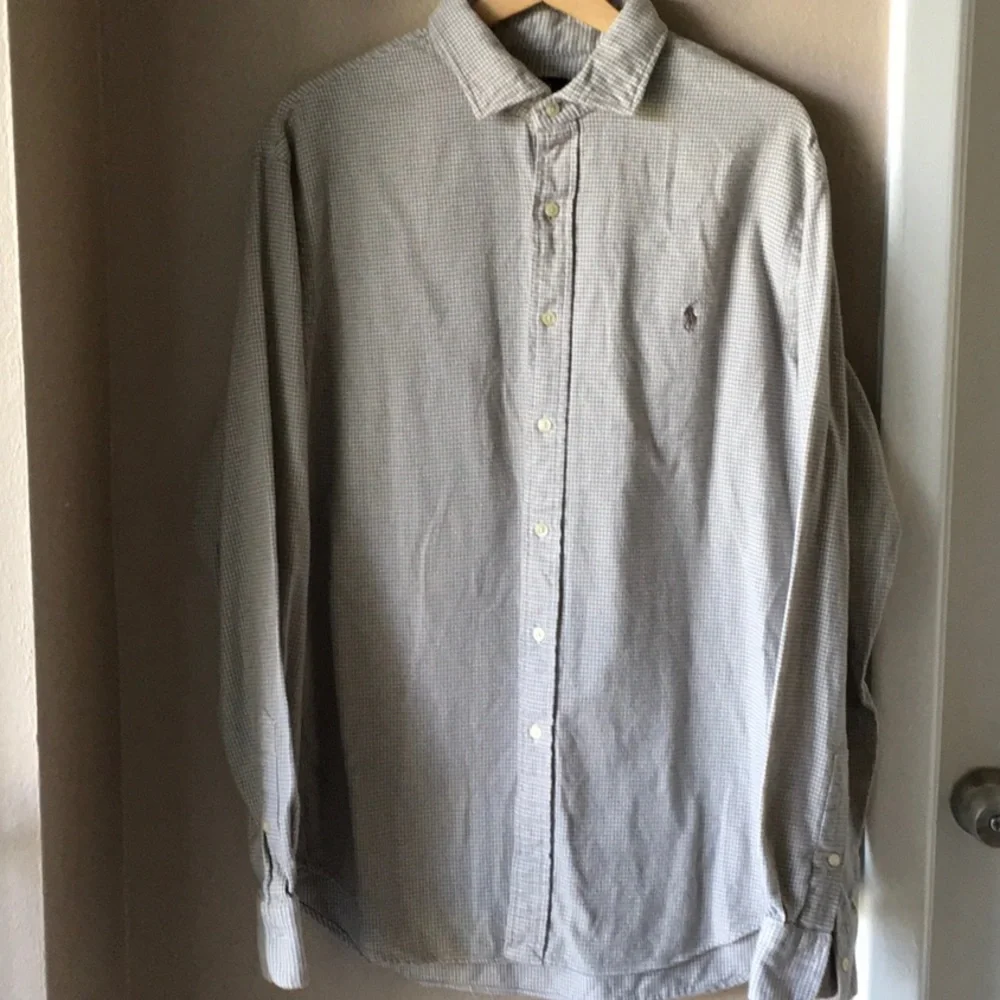Polo by Ralph Lauren Men's Light Gray Check Button-Down Shirt